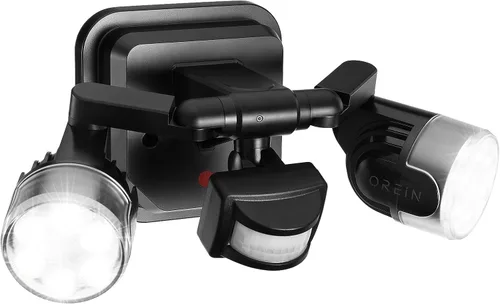 Vista 11 de OREiN Luz de seguridad con sensor de movimiento para exteriores, luz LED reflectora de doble cabeza ajustable, 3 modos