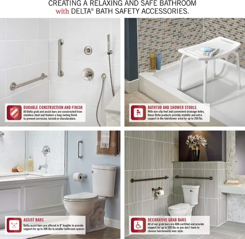 Vista 5 de DELTA FAUCET 41912 - Barra de agarre angular moderna, 12 pulgadas, cromo pulido