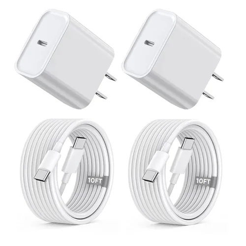 Vista 5 de Cargador rápido para iPhone, [certificado MFi] Bloque de carga rápida USB C de 20 W con cable de Tipo-C a Lightning de 10 pies, carga súper rápida