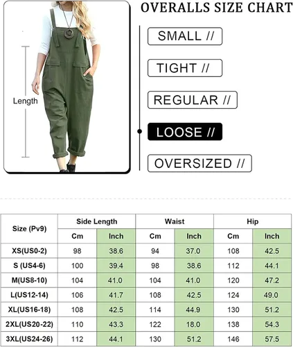 Vista 4 de YESNO - Overoles largos de estilo casual suelto para mujer mamelucos holgados con bolsillos PV9