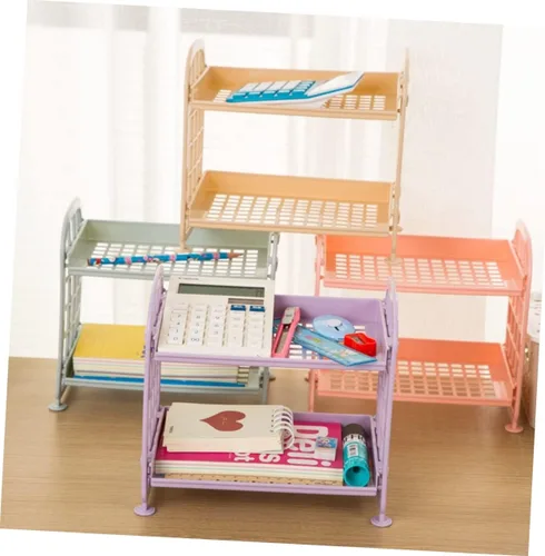 Vista 2 de Alipis Plastic Storage Shelf Organizer for Bathroom and Kitchen Easy to Install Desktop Rack for Toiletries Fruits and Vegetables