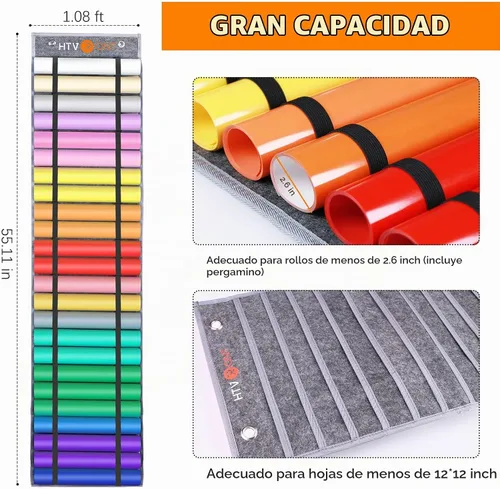 Vista 5 de HTVRONT Portarrollos de vinilo con 47 compartimentos, organizador gris