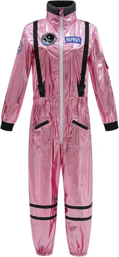 Vista 14 de GRAJTCIN Disfraz de astronauta para mujer, traje espacial brillante para Halloween, disfraz de astronauta