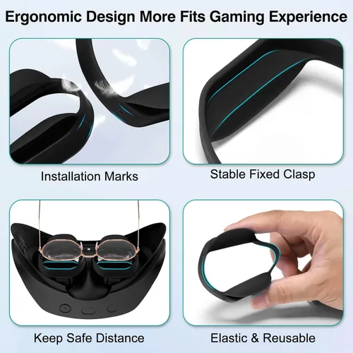 Vista 4 de PECOOVR Rubber Lens Protector for PlayStation VR2 Accessories, Silicone Insert Spacer for PSVR2, Anti-Scratch Glasses Bumper for PS5 VR2 Prevent