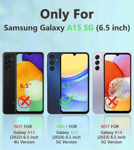 Vista 2 de Funda para Galaxy A15, tres capas de plástico duro resistente a prueba de golpes y silicona suave híbrida contra caídas para niñas y mujeres, funda