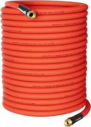 Vista 17 de SPECILITE Manguera de agua de jardín fría/caliente de 1 pulgada, 50 pies, -50 ℉ a 190 ℉, alto flujo de agua, flexible y ligera, tubo de goma
