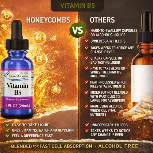 Vista 7 de Vitamina B5 Gotas de ácido pantoténico 500% DV Líquido B5 Suplemento Vegano Vitamina B Complejo Líquido Rápida Absorción Rápida Gotas Líquidas Apoyo