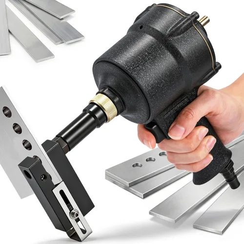 Vista 8 de NEWTRY Perforadora neumática de 0.197 in perforadora de orificio de aire industrial, herramienta de brida perforadora de mano de metal profundo