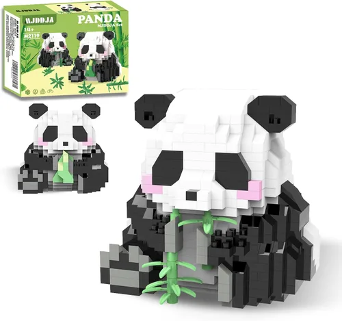 Vista 11 de Mini bloques de construcción de Halloween, panda sentado con calabaza, micro bloques de juguete para niños de 6, 7, 8, 9+, juegos de construcción