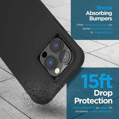Vista 3 de Case-Mate Funda para iPhone 14 Pro (negro intenso), vidrio templado y protector de lente, protección contra caídas de 15 pies, compatible