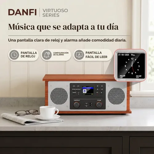 Vista 6 de Reproductor de discos multimedia 10 en 1 con altavoces, reproductor de CD, receptor Bluetooth, radio por Internet, grabación USB, tocadiscos de 3
