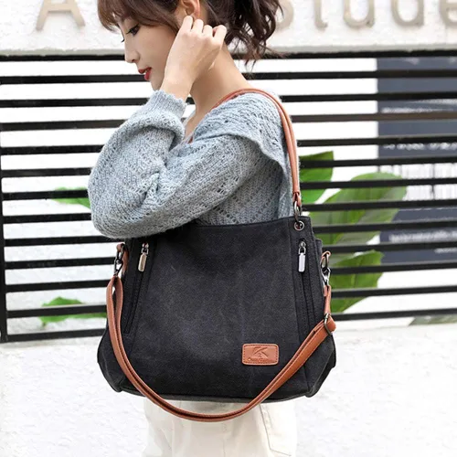 Vista 6 de ZiMing Womens Handbags Canvas Tote Bag Shoulder Bags Satchel Hobo Purse Casual Bag Ladies Daypack Crossbody Bag