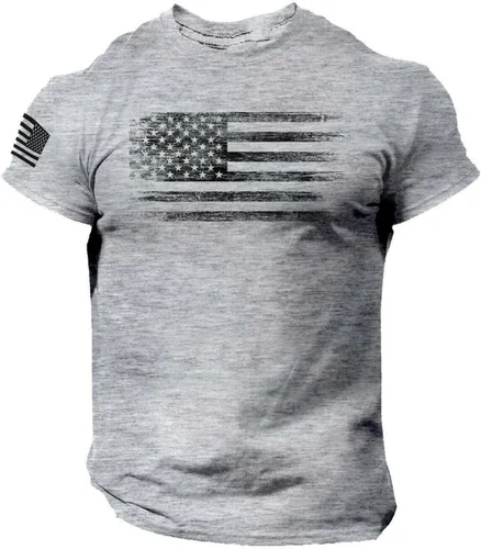 Vista 2 de usnsm Camisa hawaiana para hombre, manga corta con estampado de bandera americana, camiseta patriótica personalizada de cuello redondo