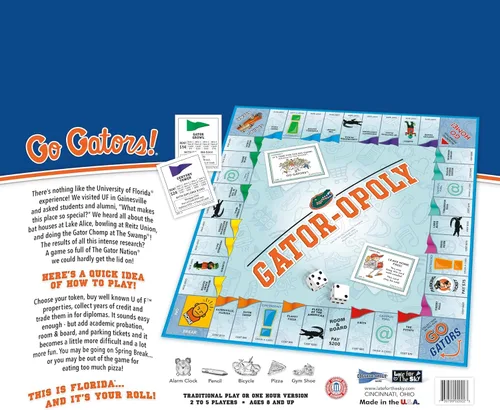 Vista 5 de Late for the Sky Universidad de Florida Gatoropoly Azul, Naranja