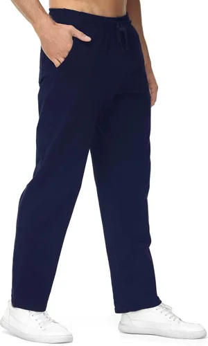 Vista 2 de HARTPOR Pantalones deportivos para hombre, pantalones deportivos de yoga, casuales, holgados, con bolsillos, pierna recta