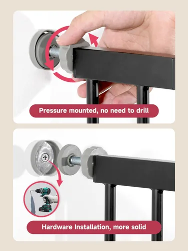 Vista 6 de Puerta de bebé de 29.5-40.5 pulgadas para escaleras, puerta para perros para puertas, puerta de seguridad de metal para bebés con cierre automático