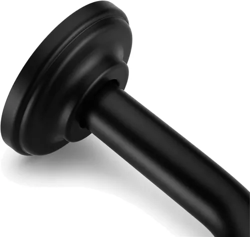 Vista 5 de Brazo de ducha negro mate en ángulo de 6 pulgadas y tubo de cabeza curvada con brida