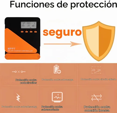 Vista 6 de SolaMr Controlador de carga solar MPPT actualizado de 20 A 50 V de 12 V/24 V, pantalla LCD controlador de panel solar con doble puerto USB