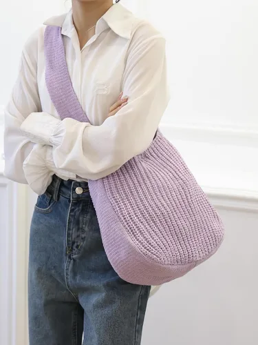 Vista 9 de ENBEI Bolsos de hombro para mujer Bolsos de ganchillo Bolso de punto grande Bolso de mano estético para la escuela lindo Bolsas de mano Bolsa