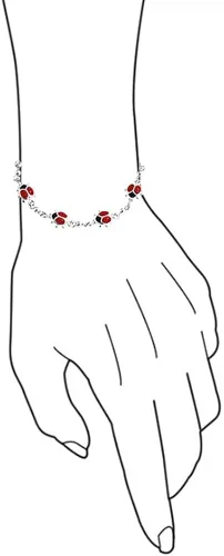 Vista 4 de Bling Jewelry Good Luck Garden Lucky Multi Station Charms Esmalte Rojo Mariquitas Pulsera para mujeres adolescentes Plata de ley 925 7,7.5 pulgadas