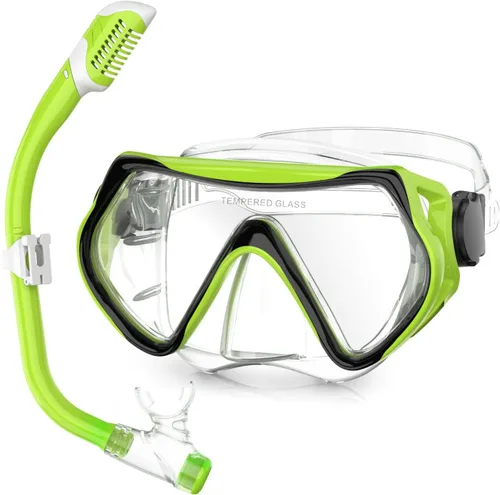 Vista 17 de Snorkeling Gear, Dry Snorkel Set180° Panoramic Wide View,Anti-Fog Scuba Diving Mask, Professional Snorkeling Gear for Free Breathing, Swimming