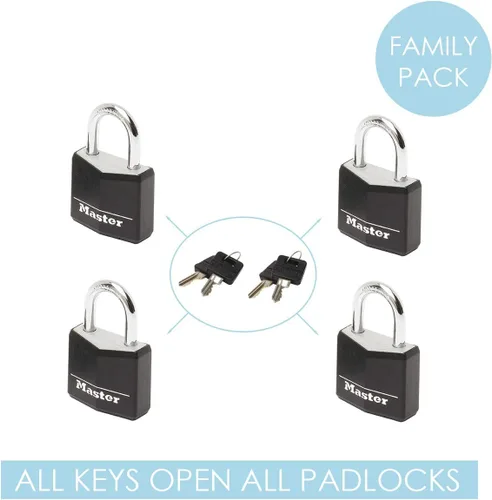 Vista 3 de Master Lock Candado, cerradura de cuerpo de aluminio sólido, Negro -, Cerradura de equipaje