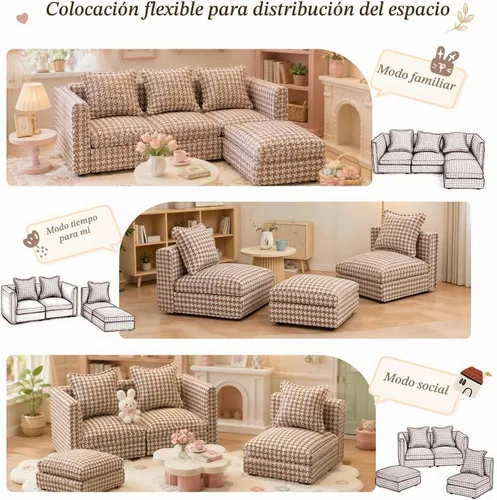 Vista 3 de iLAND Muebles de Casa de Muñecas Sofá Seccional en Miniatura para Decoración de Casa de Muñecas Compatible con Accesorios a Escala 1/12, Sofá