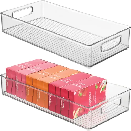 Vista 14 de iDesign Contenedor de almacenamiento transparente extra largo delgado Organizador estrecho, apilable, de cocina o despensa
