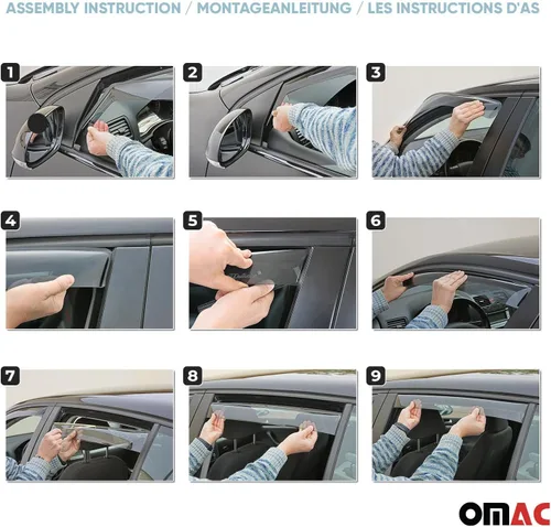 Vista 5 de OMAC Deflector de protección contra la lluvia de la visera de la ventana para Ford Fiesta 2011-2019 humo negro 2 piezas