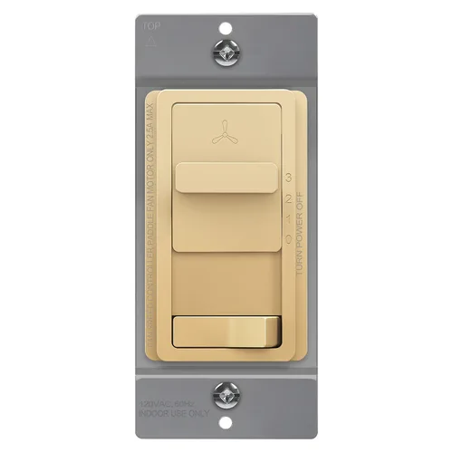Vista 9 de TOPGREENER 3-Speed Ceiling Fan and Light Dimmer Switch, Single Pole, Gold 3-speed mechanical fans and dimmable lights only. Separate fan/light