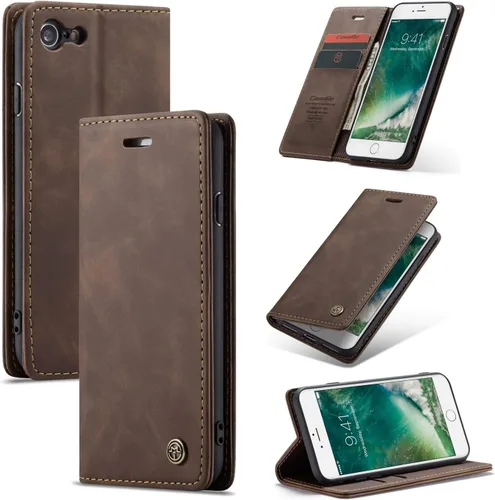 Vista 8 de SINIANL Funda para iPhone 7/8 Plus, Funda de cuero tipo billetera con tarjetero Cierre magnético Kickstand a prueba de golpes Fundas protectoras