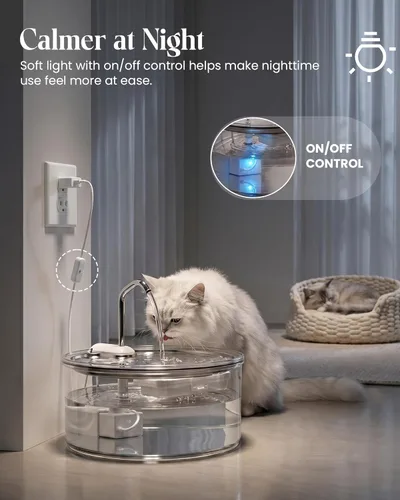 Vista 6 de Tomxcute Glass Cat Water Fountain - 108oz/3.2L Ultra-Quiet Cat Fountain for Drinking, Elegant Easy to Clean Glass Pet Water Fountain for Cats, Small