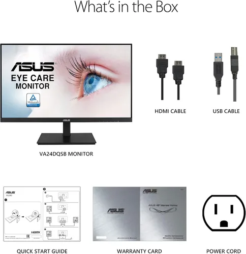 Vista 7 de ASUS VA24DQSB Monitor de computadora FHD IPS de 24 pulgadas, 1080P