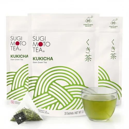 Vista 10 de SUGIMOTO TEA Genmaicha japonesa con verde matcha 20 bolsitas de té 100% fabricado en Japón, Shizuoka, Sencha con arroz tostado y matcha, 20 bolsas