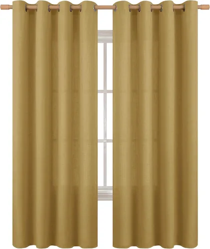 Vista 99 de BGment Cortinas de Lino Beige de 63 Pulgadas de Largo 2 Paneles - Tratamientos para Ventanas con Textura de Arpillera Filtrantes de Luz Cortinas