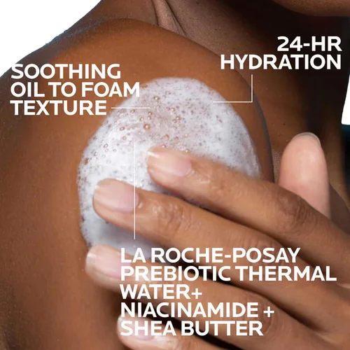 Vista 3 de La Roche-Posay Lipikar AP+ Aceite limpiador suave espumoso, limpiador suave para rostro y cuerpo formulado con niacinamida, hidratación de larga