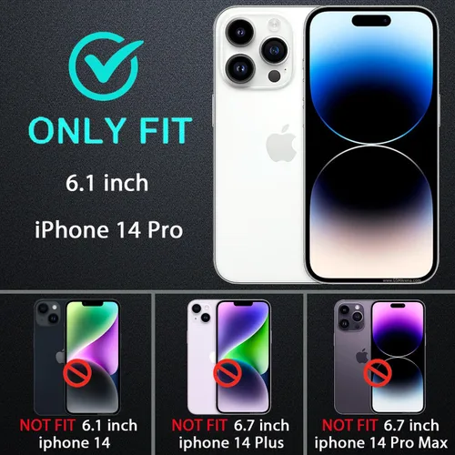 Vista 2 de YKHJKLEC para iPhone 14 Pro, funda de grado militar 3 en 1 resistente, a prueba de golpes/caídas/polvo con 2 piezas de protector de pantalla