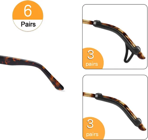 Vista 2 de SMARTTOP - Fundas de orejas antideslizantes para gafas, sujetadores de orejas de silicona suave para hombres, mujeres y niños, para deportes, Negro