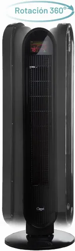 Vista 2 de Ozeri ventilador en torre de oscilación 360, con tecnología micro-blade de reducción de ruido