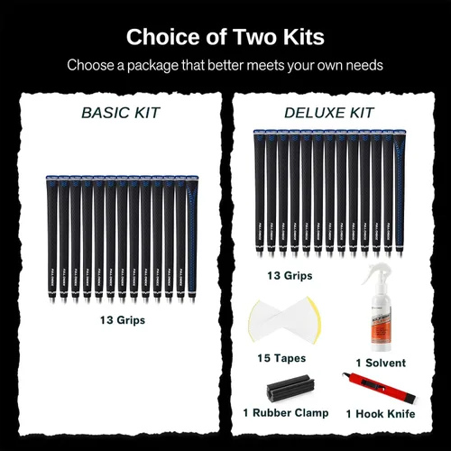Vista 7 de 13 Pack Golf Grips, Tacky Rubber Club Grips with Raised Plus Texture, Zipper Backline and Low-Taper Design, Standard, Midsize or Jumbo, Grips Only