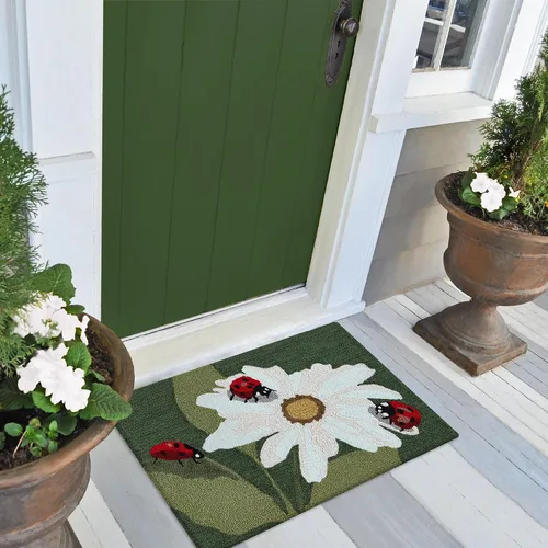 Vista 26 de Liora Manne Mum Aqua - Alfombra para interior/exterior, 3 pies, redonda