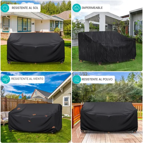 Vista 6 de Funda para Sofá de Patio Impermeable - Funda para Sofá de Exterior de 2 Plazas de Servicio Pesado, Fundas para Muebles de Patio con Ventilación