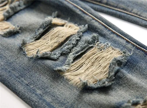 Vista 7 de AITITIA - Jeans rasgados de ajuste estándar para hombre