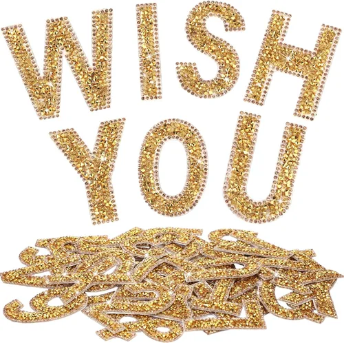 Vista 8 de WILLBOND - 37 piezas de calcomanías de letras con strass grandes, alfabeto de purpurina, número de cristal, calcomanías brillantes autoadhesivas