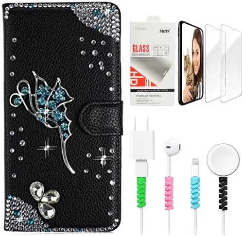 Vista 7 de Bling SSBLDwSPCPSeries-13 - Funda de piel con tapa y protector de pantalla y cable