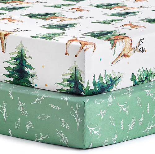 Vista 25 de Pack n Play Sheets BROLEX - Juego de 2 sábanas para cuna, juego de sábanas elásticas y portátiles para cuna, funda de colchón convertible