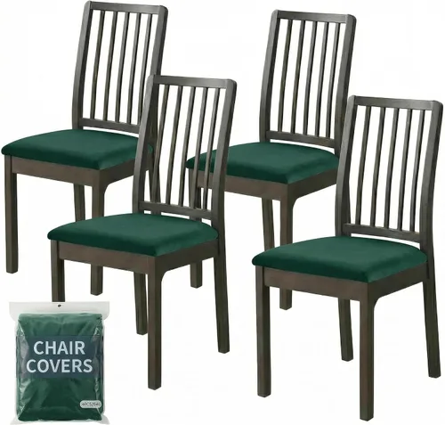 Vista 17 de Deisy Dee Fundas de asiento de terciopelo para sillas de comedor, juego de fundas para sillas de comedor (4, azul bebé)