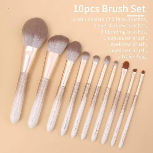 Vista 7 de ENZO KEN Juego de brochas de maquillaje de cabello natural profesional, juego de brochas de maquillaje de pelo de zorro con estuche, juego