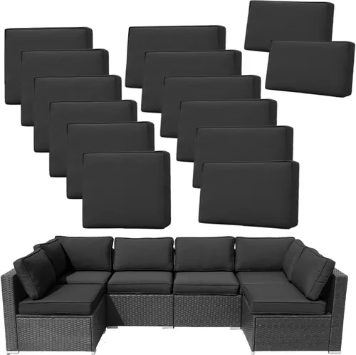 Vista 9 de 14 Piezas Fundas de Cojines para Patio Reemplazo Fundas de Cojines para Sofá de Exterior A Prueba de Salpicaduras Juego de Fundas para Sofá