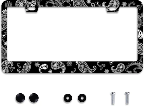 Vista 14 de Personaliza los hermosos marcos de matrícula de flor de cerezo, marco de matrícula floral para automóvil, accesorios universales de aluminio